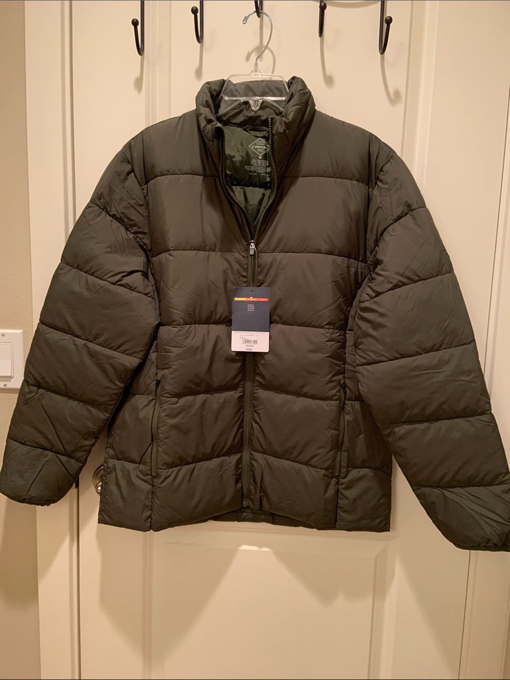 St. John's Bay Olive Green Quilted Puffer Jacket